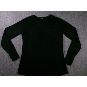 Elgogy Top Women Large Black Long Sleeve Scoop Neck Tunic Base Layer Capsule